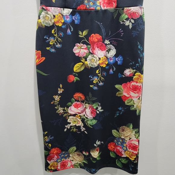 Long Tall Sally Navy Floral Dress Sz US 8 - Picture 2 of 6